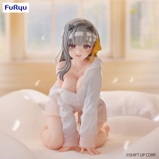 nikke figure, anime figure, modernia figure, noodle stopper figure, first affection version, furyu figure, front view with background