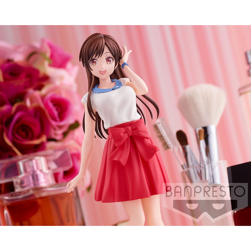 rent-a-girlfriend figure, anime figure, chizuru mizuhara, exhibition figure, banpresto figure, BP17940, close up front view with background