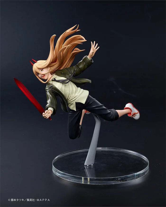 chainsaw man figure, anime figure, power figure, aerial prize figure, taito figure, side view