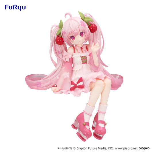 vocaloid figure, anime figure, hatsune miku figure, noodle stopper figure, sakura miku 2025 version, furyu figure, front view
