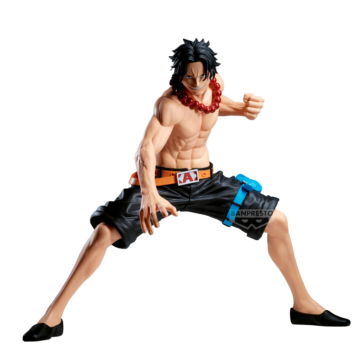one piece figure, anime figure, portgas d. ace figure, ace figure, grandista figure, banpresto figure, front view
