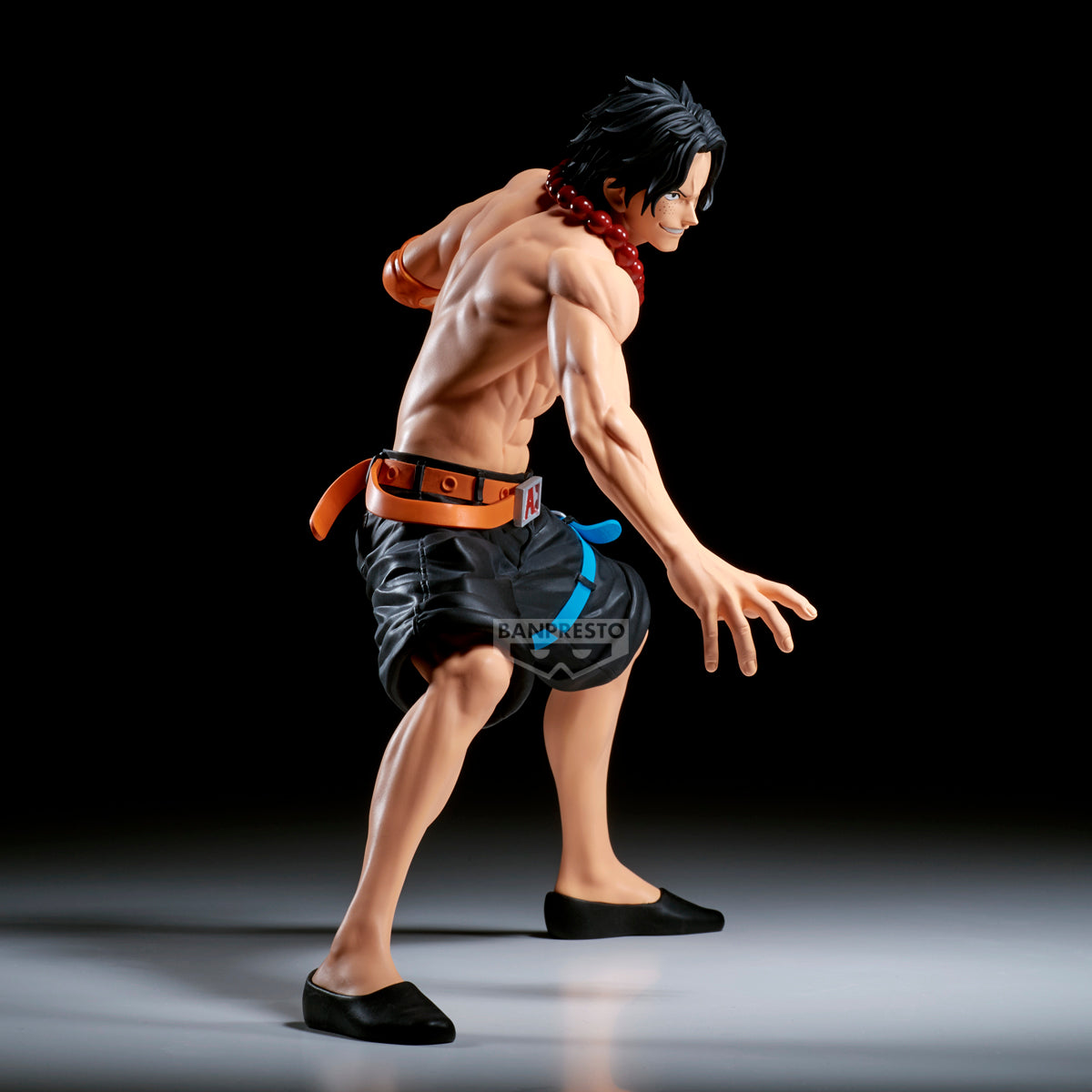 one piece figure, anime figure, portgas d. ace figure, ace figure, grandista figure, banpresto figure, side view