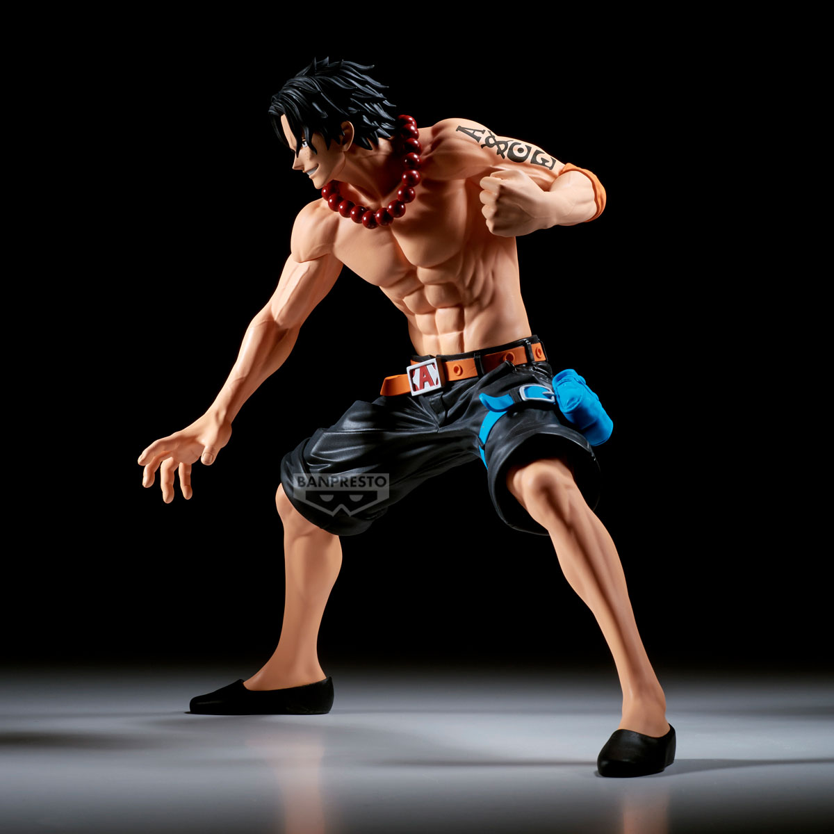 one piece figure, anime figure, portgas d. ace figure, ace figure, grandista figure, banpresto figure, side view