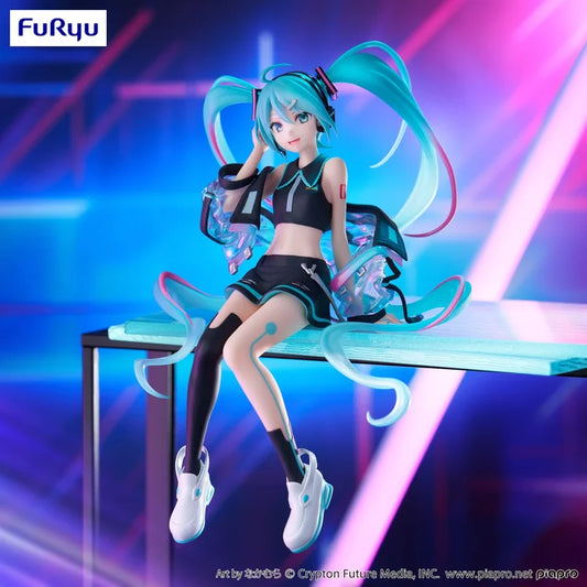 vocaloid figure, anime figure, hatsune miku figure, noodle stopper figure, neon cyber version, furyu figure, FR36553, front view with background