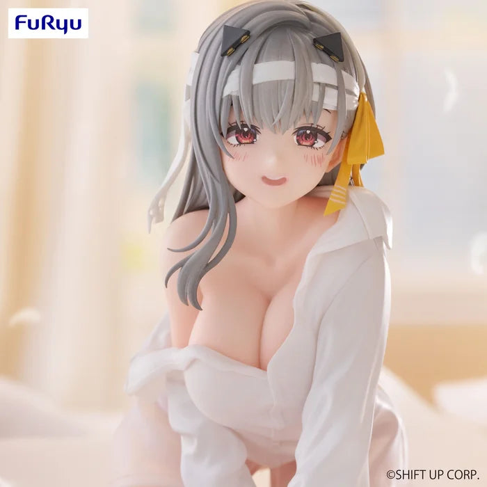 nikke figure, anime figure, modernia figure, noodle stopper figure, first affection version, furyu figure, front view with background, close up view