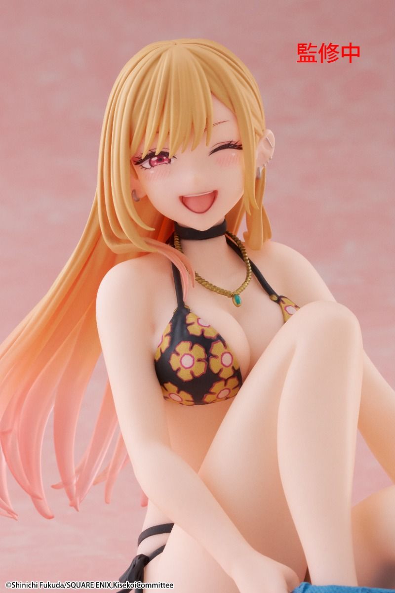 my dress up darling figure, anime figure, marin kitagawa figure, taito figure, desktop cute figure, measured swimsuit figure, T40273, front view, close up view
