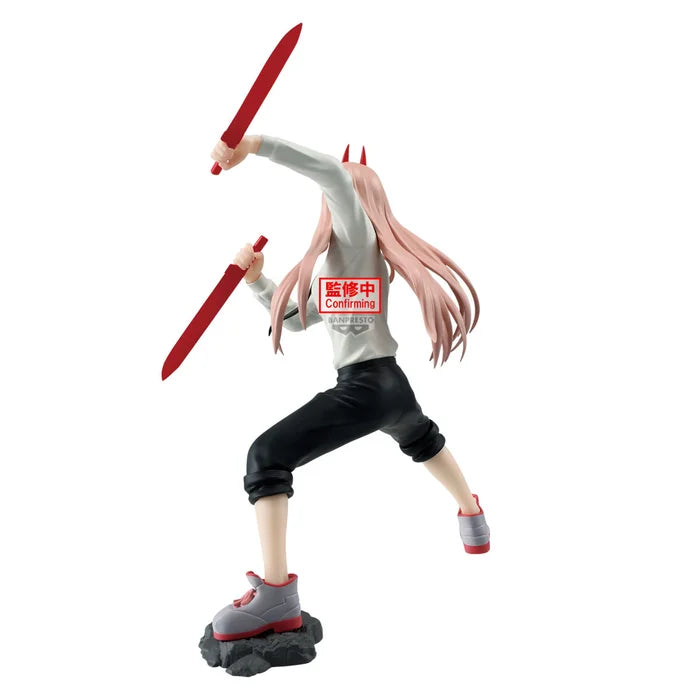 chainsaw man figure, anime figure, power figure, vibration stars figure, banpresto figure, back view