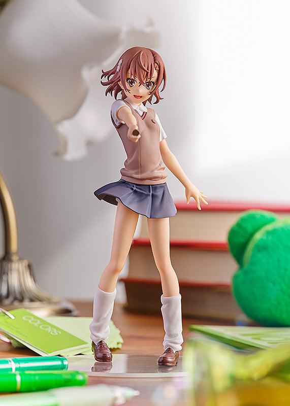 a certain scientific railgun figure, anime figure, mikoto misaka, pop up parade figure, goodsmile figure, G94369, front view with background,