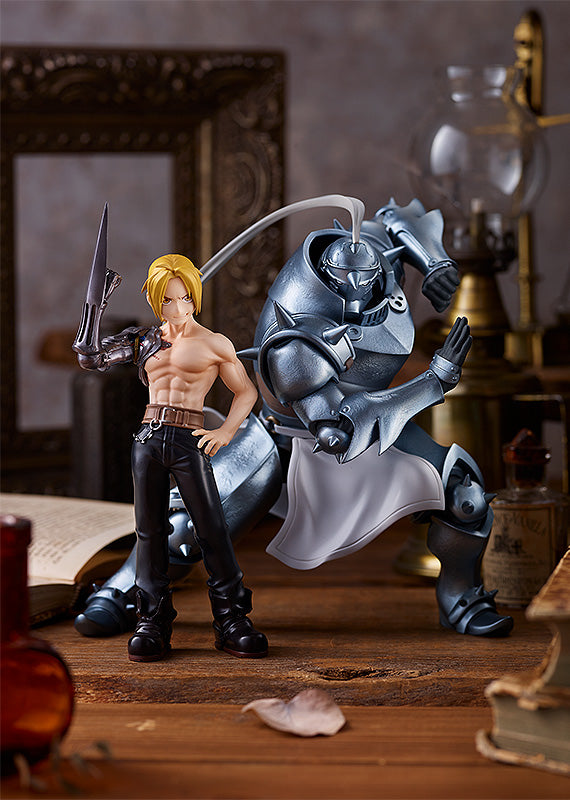 fullmetal alchemist figure, anime figure, edward elric, pop up parade figure, goodsmile figure, G94519, front view with background, alphonse elric