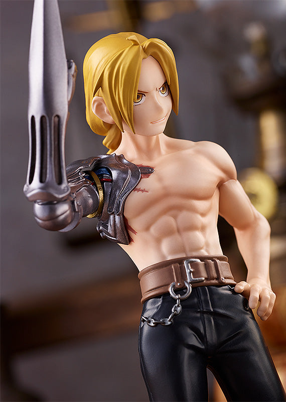 fullmetal alchemist figure, anime figure, edward elric, pop up parade figure, goodsmile figure, G94519, side view with background, close up view