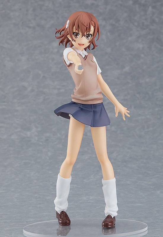 a certain scientific railgun figure, anime figure, mikoto misaka, pop up parade figure, goodsmile figure, G94369, front view with background,