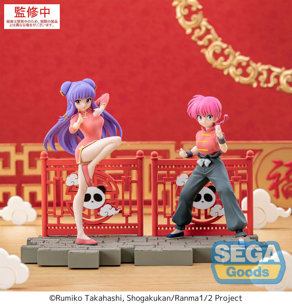 ranma figure, anime figure, ranma 1/2 figure, luminasta figure, sega figure, SG45233, front view with background, shampoo figure