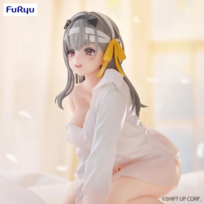 nikke figure, anime figure, modernia figure, noodle stopper figure, first affection version, furyu figure, side view with background, close up view