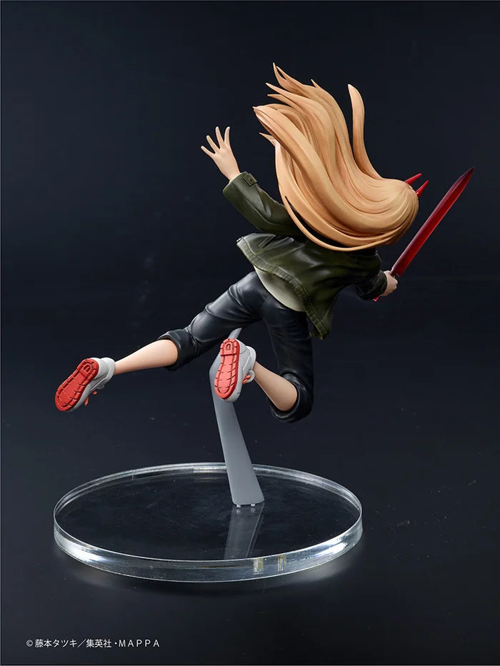 chainsaw man figure, anime figure, power figure, aerial prize figure, taito figure, back view