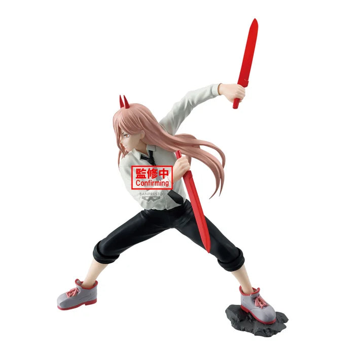 chainsaw man figure, anime figure, power figure, vibration stars figure, banpresto figure, side view
