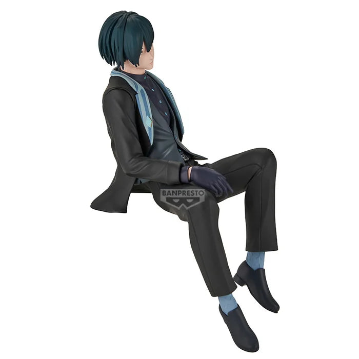 blue lock figure, anime figure, rin itoshi figure, sweets flavor, banpresto figure, side view