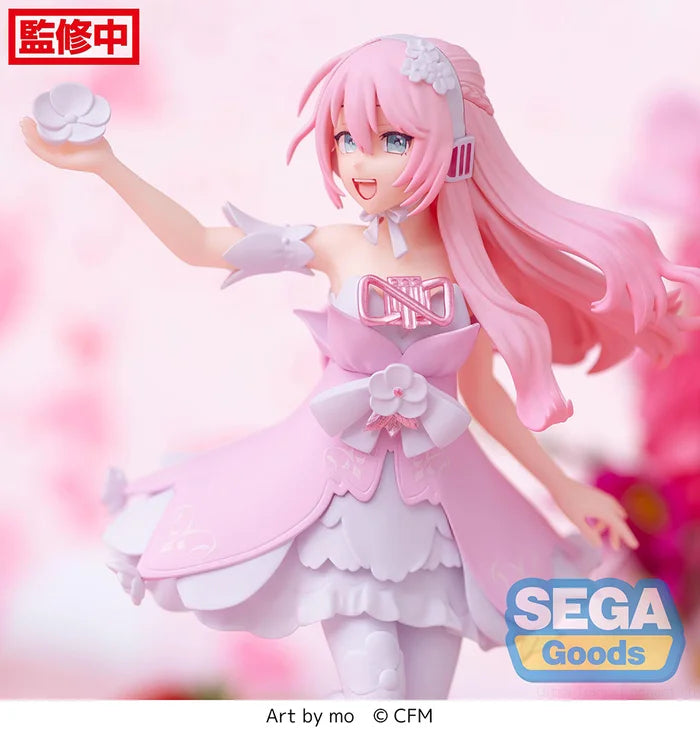 vocaloid figure, anime figure, megurine luka figure, luminasta figure, sega figure, side view with background, close up view