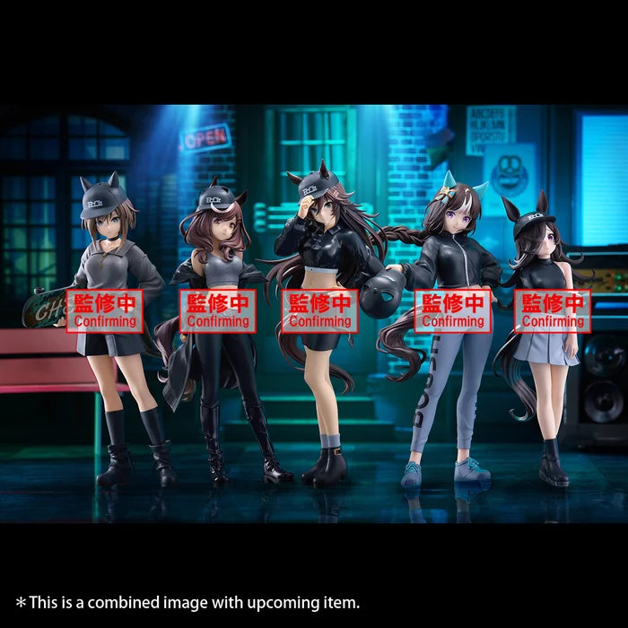 uma figure, umamusume figure, umamusume pretty derby figure, anime figure, banpresto figure, Mr. C.B. figure, BoC'z figure, front view with background, cheval grand figure, matikanetannhauser figure, hokko tarumae figure, rice shower figure, 