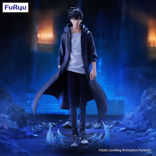 solo leveling figure, anime figure, sung jinwoo, trio try it figure, furyu figure, FR36338, front view with background