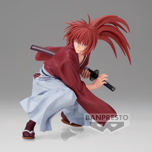 rurouni kenshin figure, anime figure, kenshin himura, vibration stars figure, banpresto figure, front view
