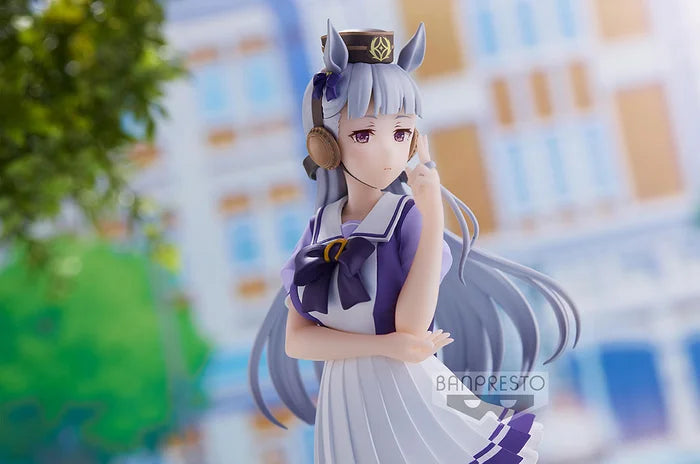 uma figure, umamusume figure, umamusume pretty derby figure, anime figure, banpresto figure, gold ship figure, BP18698, front view with background, close up view