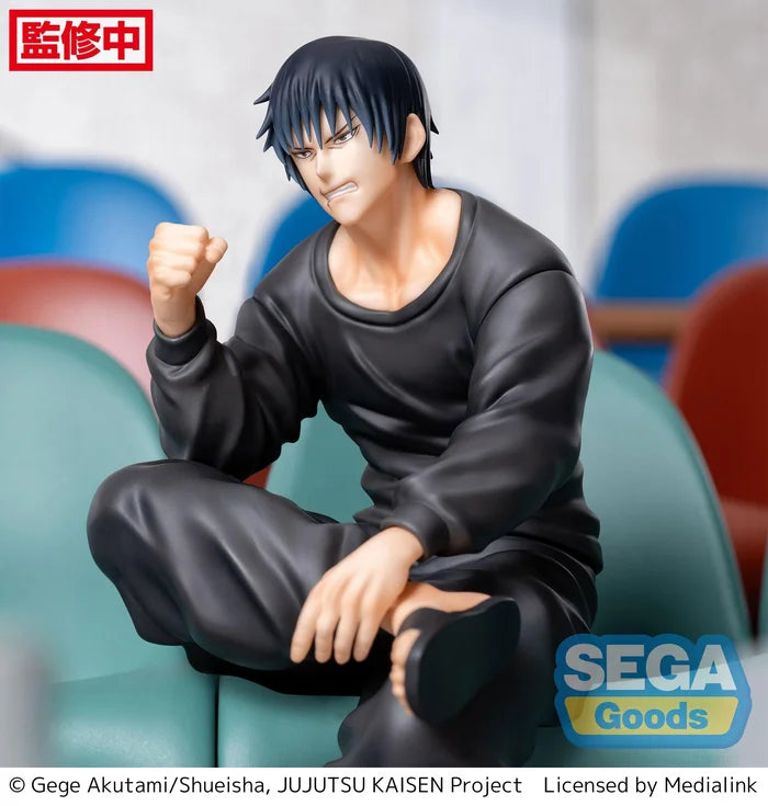 jujutsu kaisen figure, anime figure, toji fushiguro figure, chokonose premium perching figure, sega figure, SG54841, side view with background, close up view