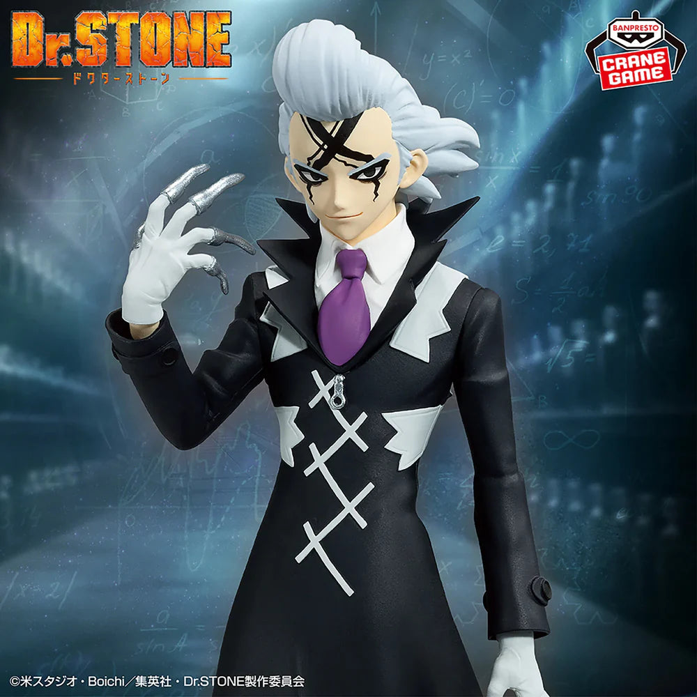 dr. stone figure, anime figure, xeno figure, dr. xeno figure, xeno houston wingfield figure, banpresto figure, figure of the stone world, 