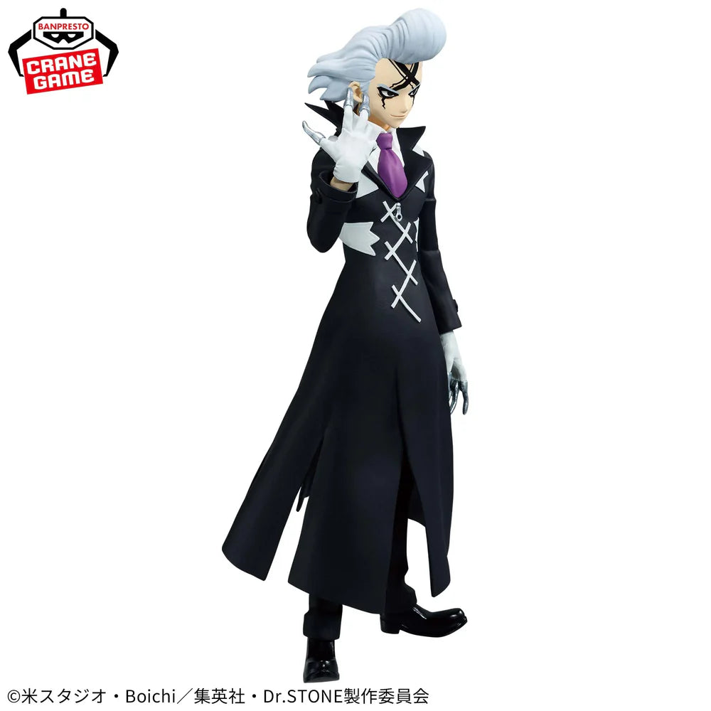 dr. stone figure, anime figure, xeno figure, dr. xeno figure, xeno houston wingfield figure, banpresto figure, figure of the stone world, 
