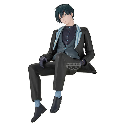 blue lock figure, anime figure, rin itoshi figure, sweets flavor, banpresto figure, front view