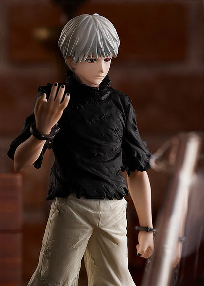 tokyo ghoul figure, anime figure, ken kaneki figure, pop up parade figure, goodsmile figure, G94543, clse up view with background, 