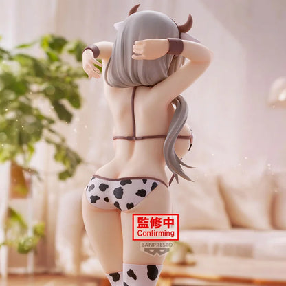 uzaki chan wants to hang out figure, anime figure, tsuki uzaki figure, glitter and glamours figure, cow print verison, banpresto figure, back view with background, close up view