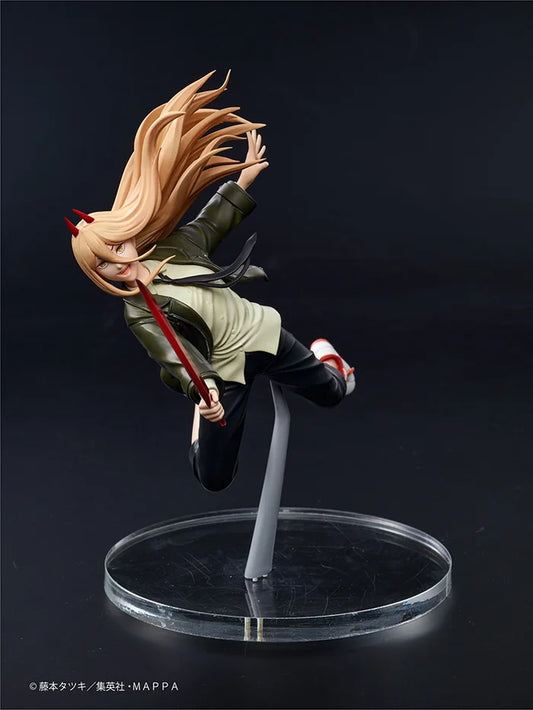 chainsaw man figure, anime figure, power figure, aerial prize figure, taito figure, front view