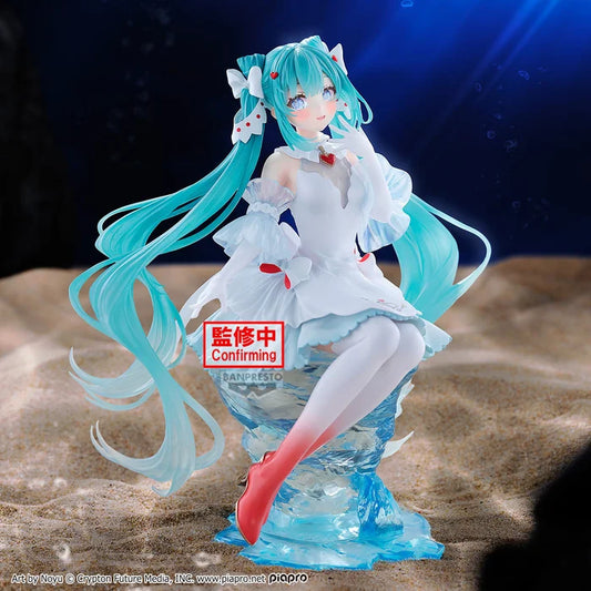 vocaloid figure, anime figure, hatsune miku figure, banpresto evolve figure, clearluxe figure, clione, front view with background